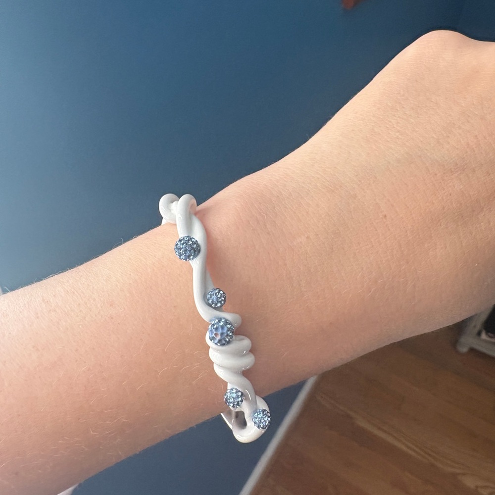 Givenchy White and Blue Resin Rhinestone Bracelet